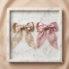 Elegant Pearl-Embellished Satin Bow -1 Pair