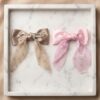 Elegant Pearl-Embellished Satin Bow - 1 Pair