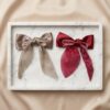 Elegant Pearl-Embellished Satin Bow - 1 Pair