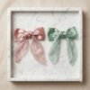 Elegant Pearl-Embellished Satin Bow - 1 Pair