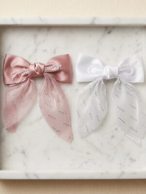 onion with white Elegant Pearl-Embellished Satin Bow