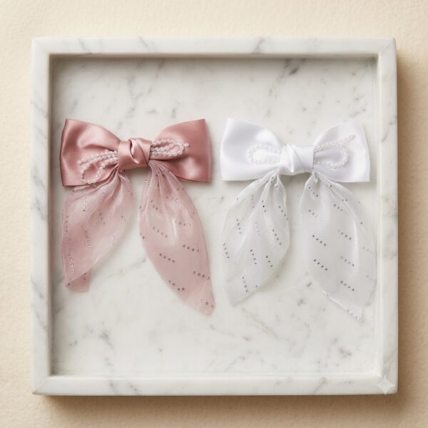 Elegant Pearl-Embellished Satin Bow