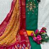 Elegant Handcrafted Embroidered Suit Material with Printed Dupatta
